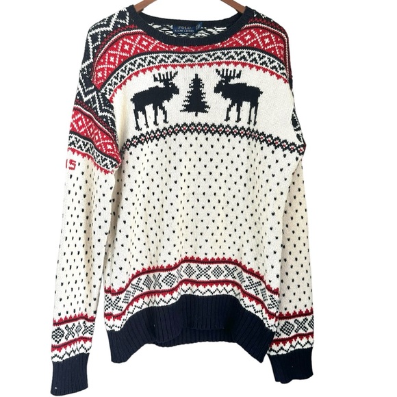 Polo Ralph Lauren Men’s Chunky Knit Pullover Holiday Sweater Cream Size XXL